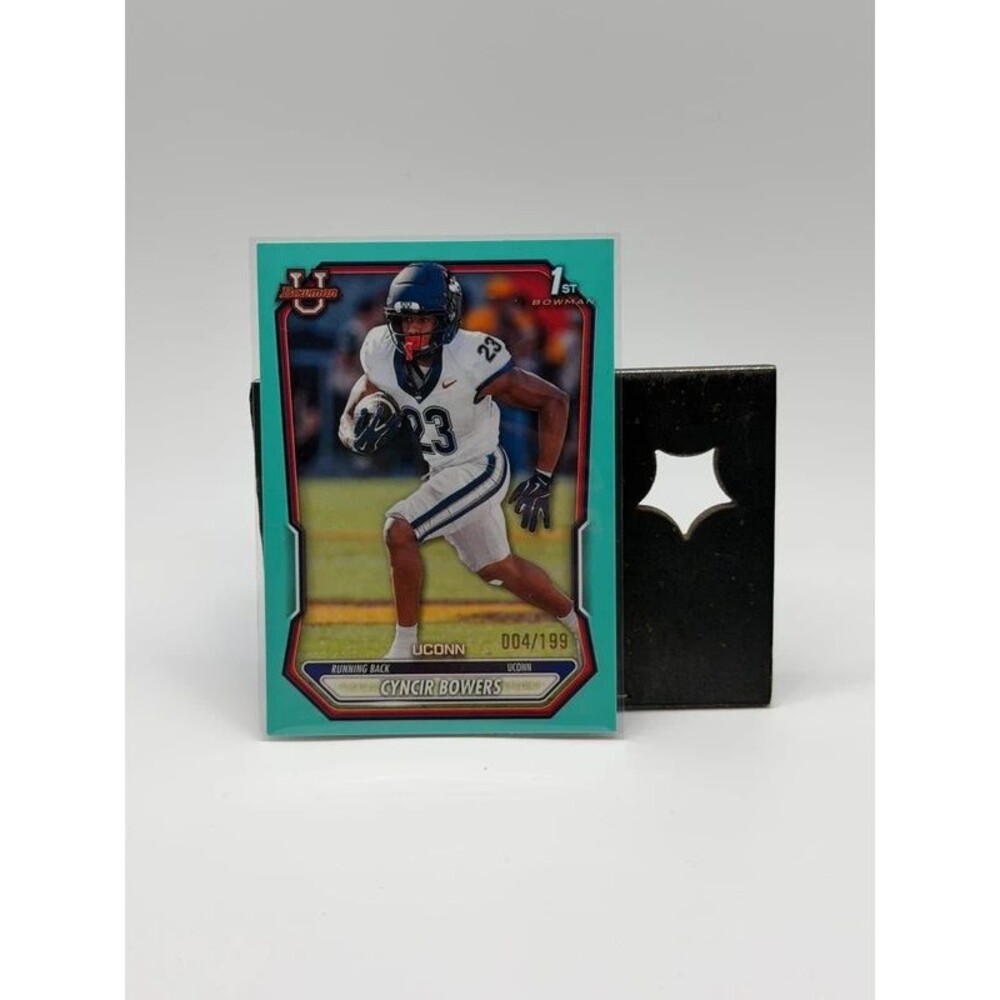 2026 Bowman Football Cyncir Bowers 1st Bowman Teal Parallel /199 #BPP-191 UConn
